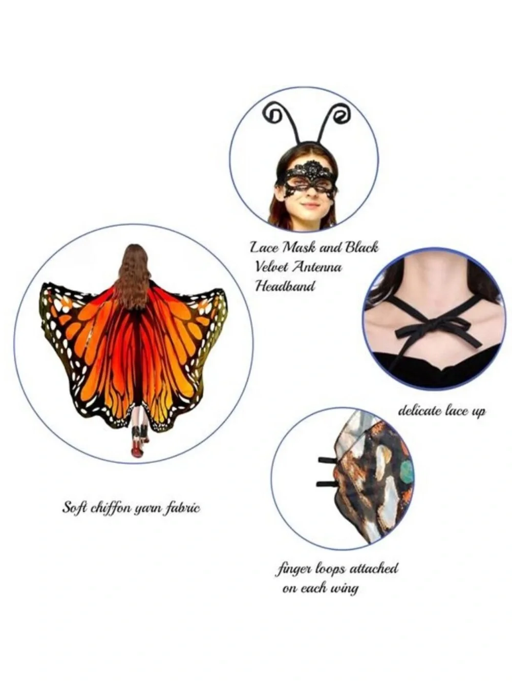 Halloween Butterfly Wings Costume for Womens, Moth Wings Butterfly Cape Adult